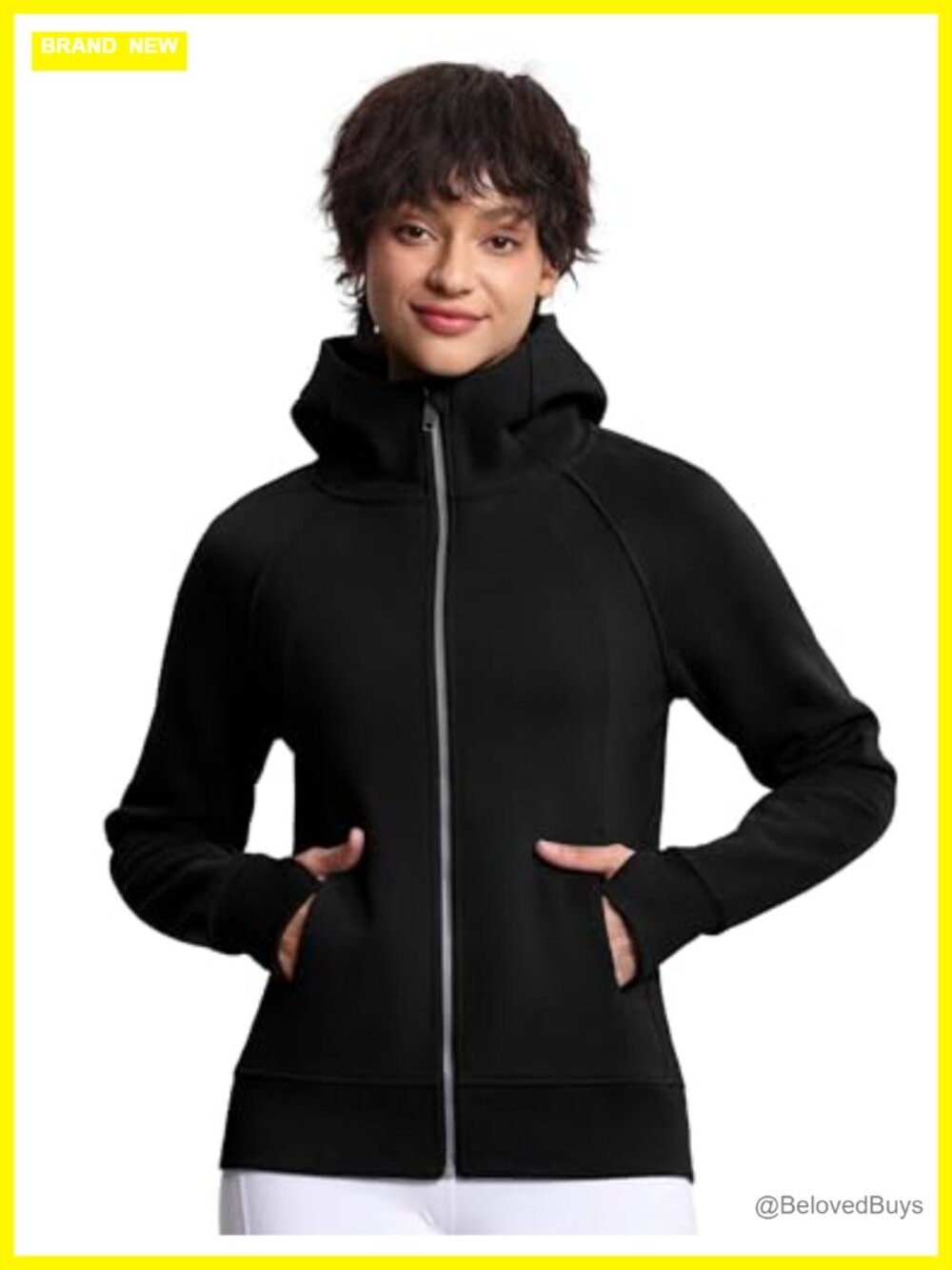 Women's Full Zip Fleece Workout Hoodie Jacket with Thumbholes